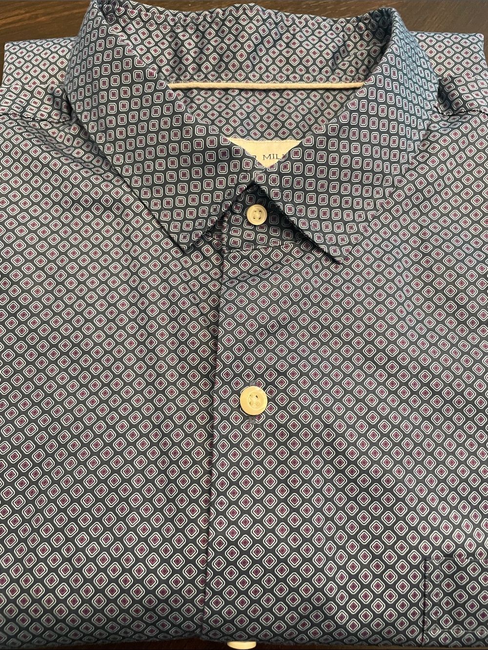 Peter Millar Shirt Mens Two-toned Blue Pattern Short Sleeve Button Down Size XL